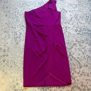 Elegant One-Shoulder Purple Dress PRETTY GARDEN XXL. NWT
